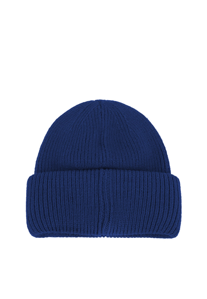 Cappello invernale da donna stile beanie con pietre decorative colore blu