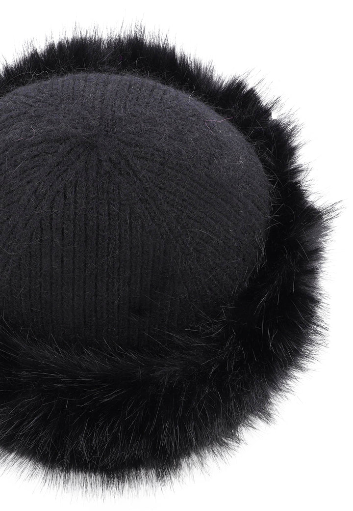 Cappello da donna invernale con pellicciotto intorno colore nero