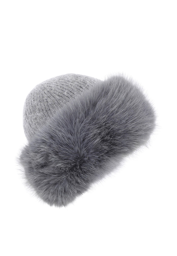 Cappello da donna invernale con pellicciotto intorno colore grigio