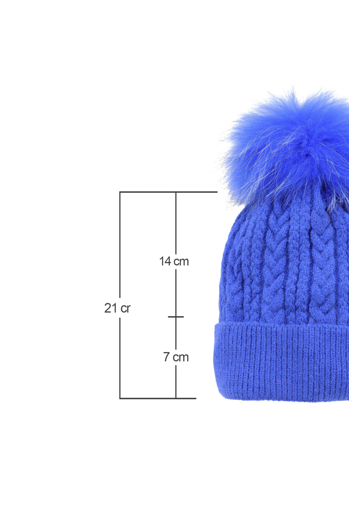 Cappello invernale da donna con pon pon rimovibile colore blu