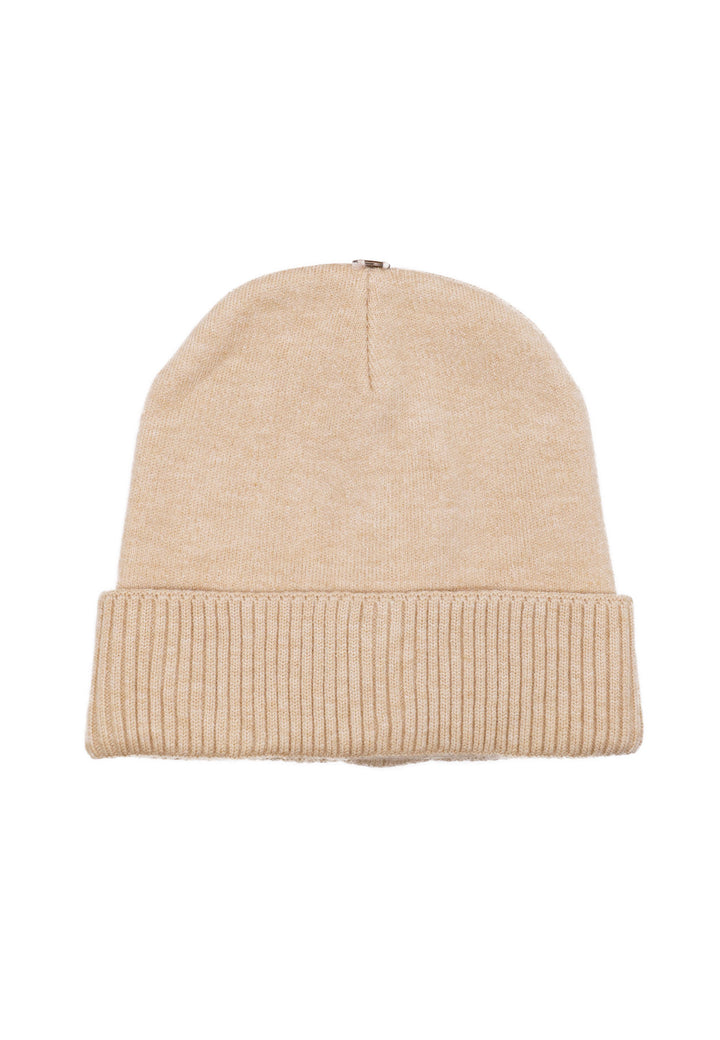 Cappello invernale da donna con ponpon rimovibile colore beige