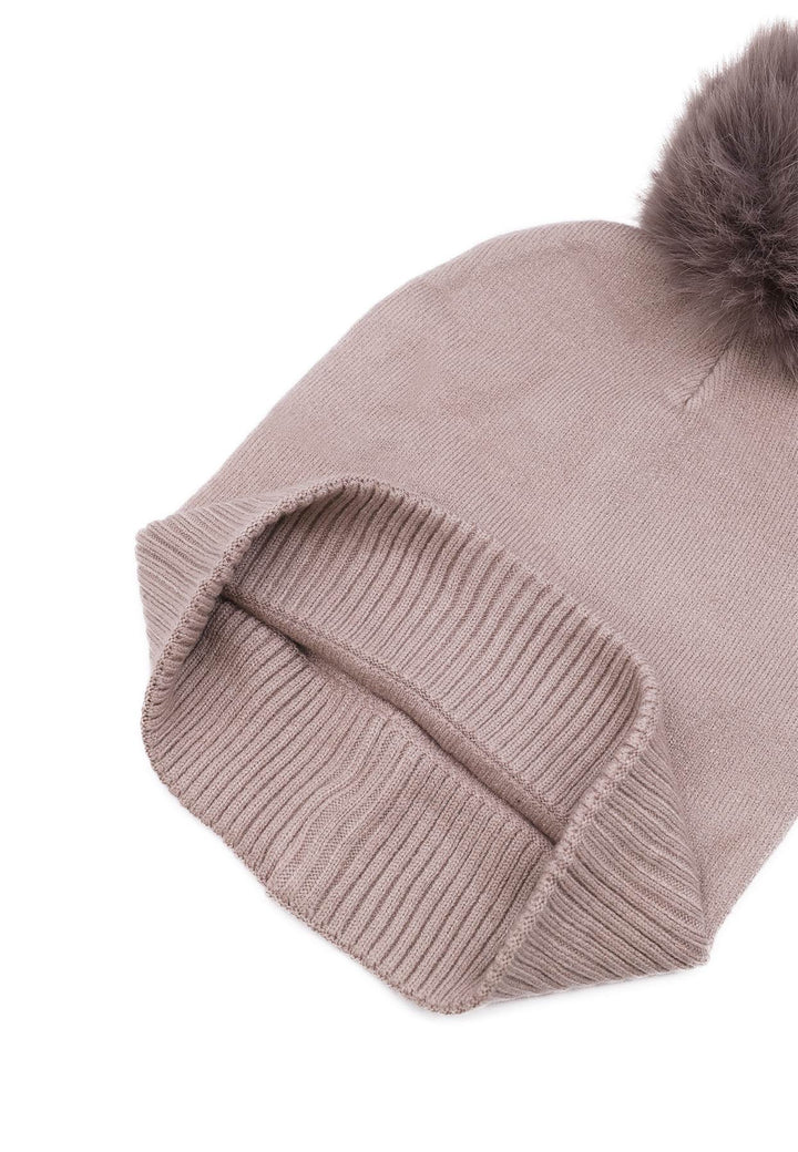 Cappello invernale da donna con ponpon rimovibile colore kaki