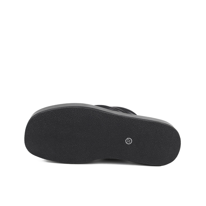 ciabatta da donna infradito in ecopelle colore nero con plateau