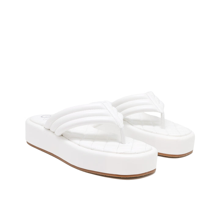 ciabatta da donna infradito in ecopelle colore bianco con plateau