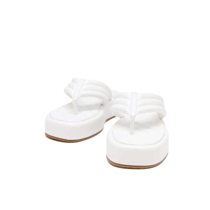 ciabatta da donna infradito in ecopelle colore bianco con plateau