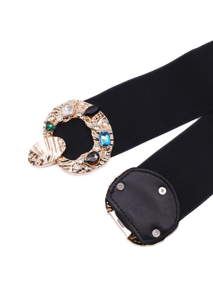 Cintura da donna elastica con placca gioiello queen helena nera