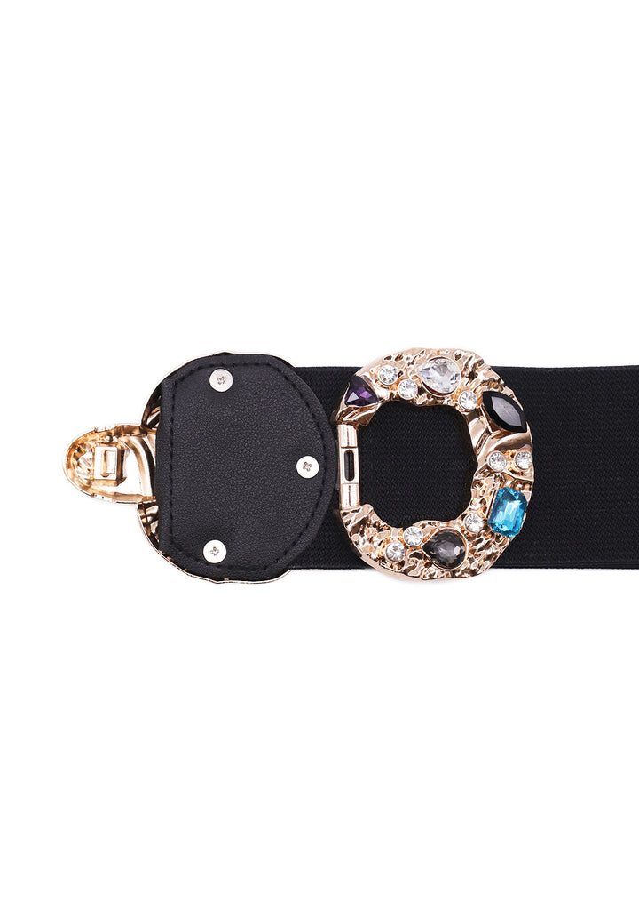 Cintura da donna elastica con placca gioiello queen helena nera