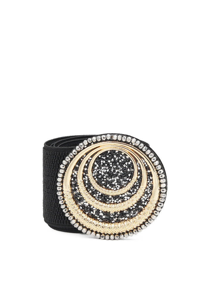 cintura elastica donna colore nero con fibbia e strass