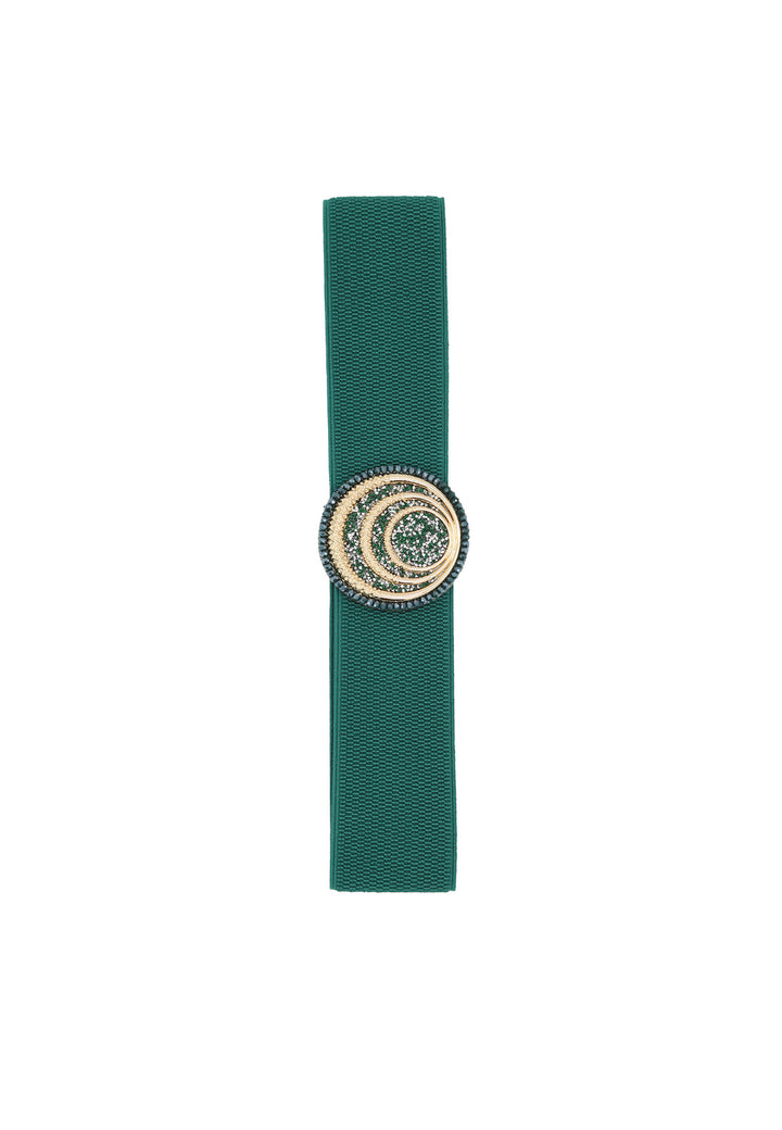 cintura elastica donna colore verde con fibbia e strass