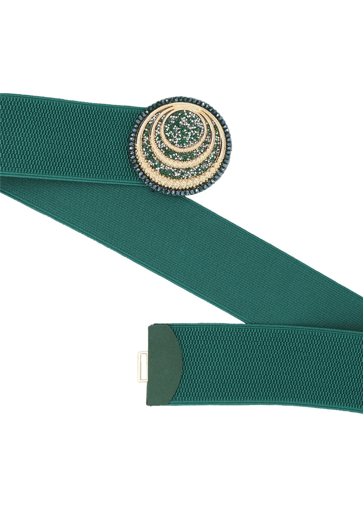 cintura elastica donna colore verde con fibbia e strass