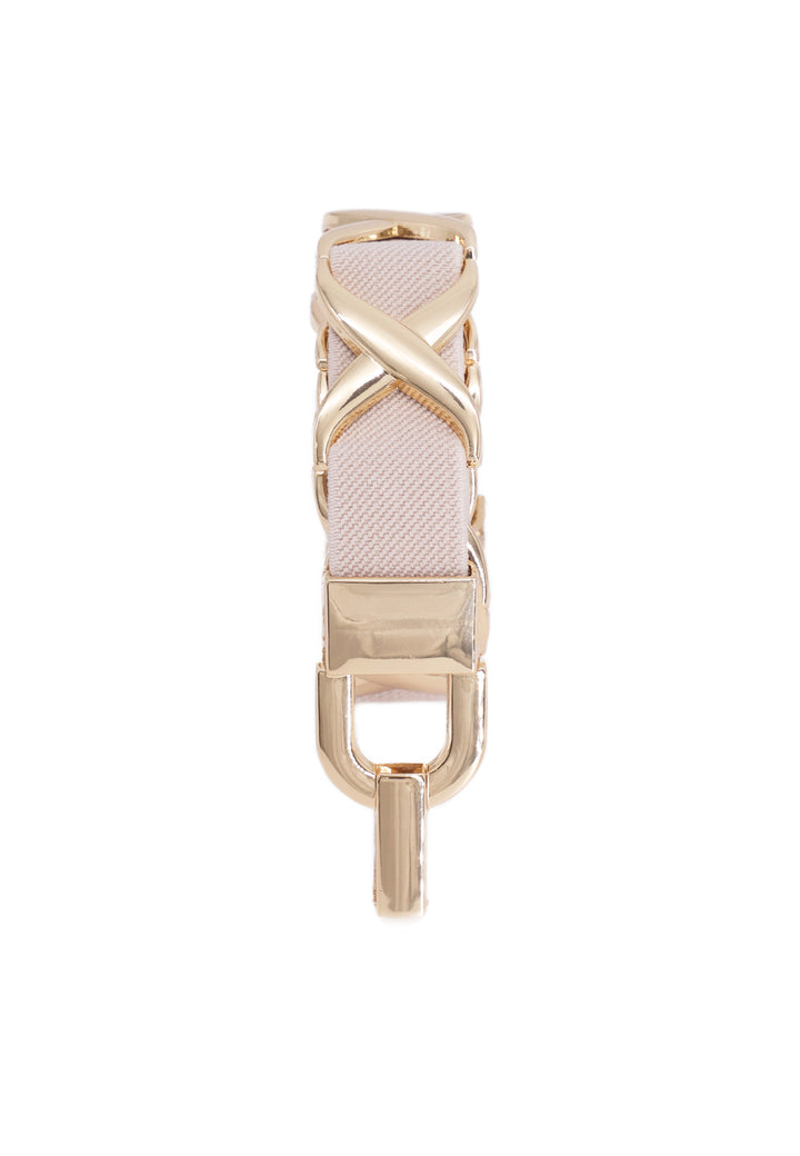 Cintura elastica da donna colore beige con inserti metallici