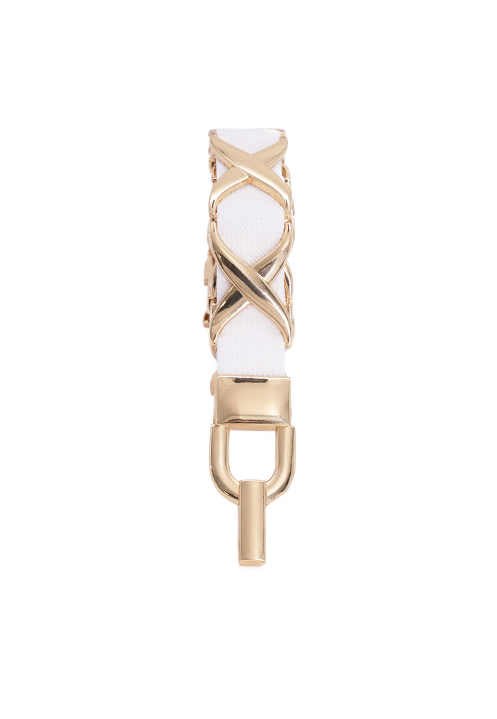 Cintura elastica da donna colore bianco con inserti metallici