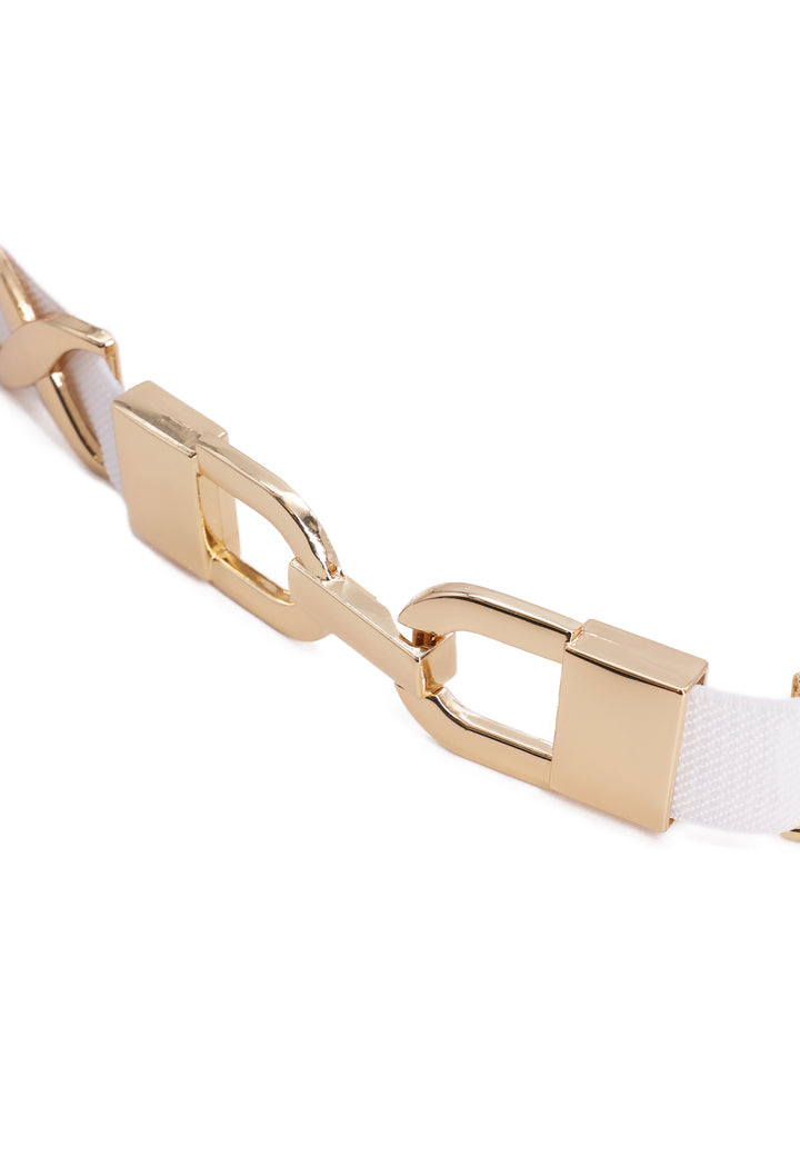 Cintura elastica da donna colore bianco con inserti metallici