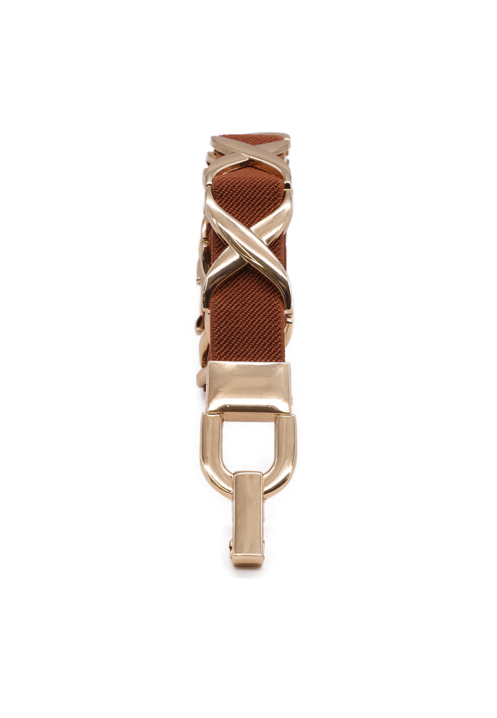 Cintura elastica da donna colore marrone con inserti metallici