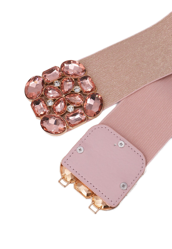cintura elastica da donna con pietre sulla fibbia colore rosa