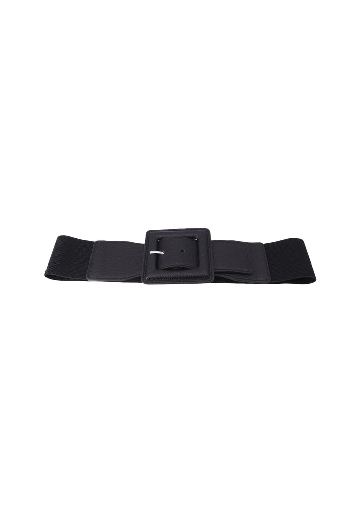 cintura elastica da donna con fibbia quadrata colore nero