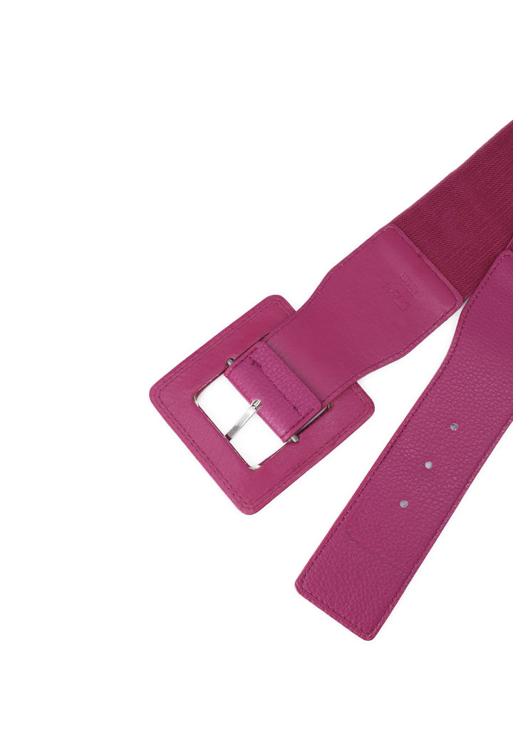 cintura elastica da donna con fibbia quadrata colore prugna