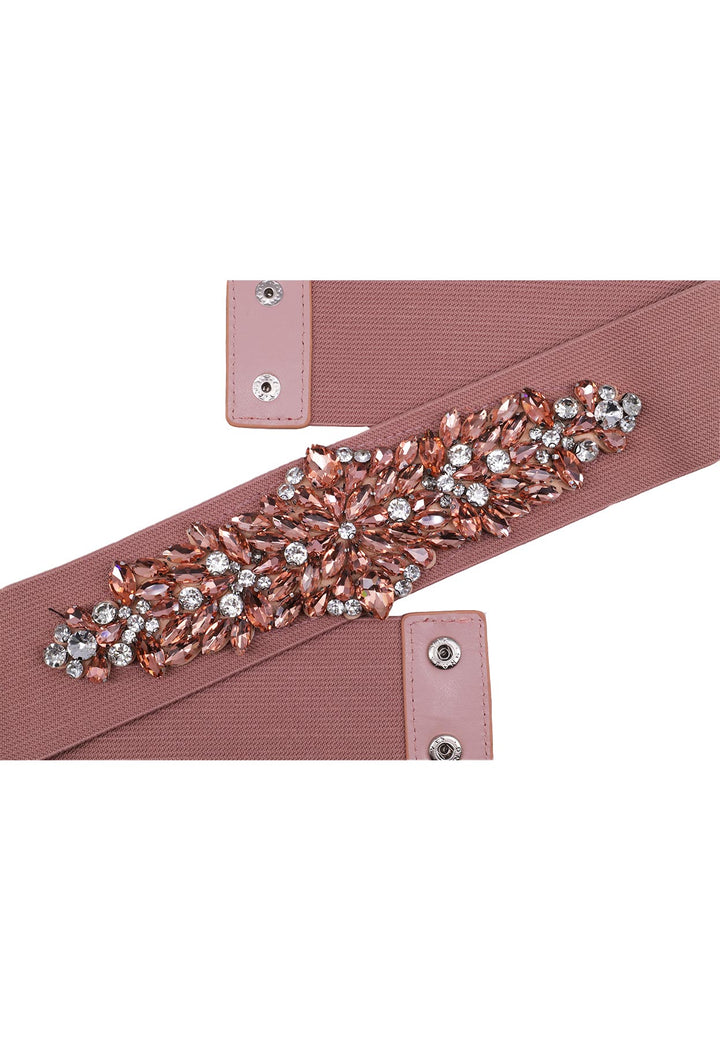 cintura elastica da donna con strass colore rosa