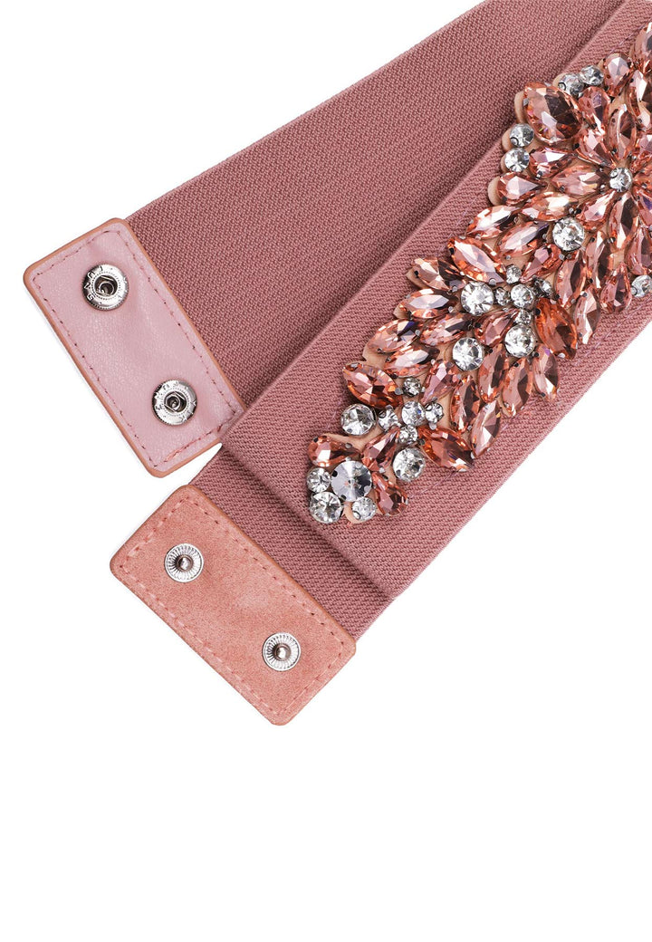 cintura elastica da donna con strass colore rosa