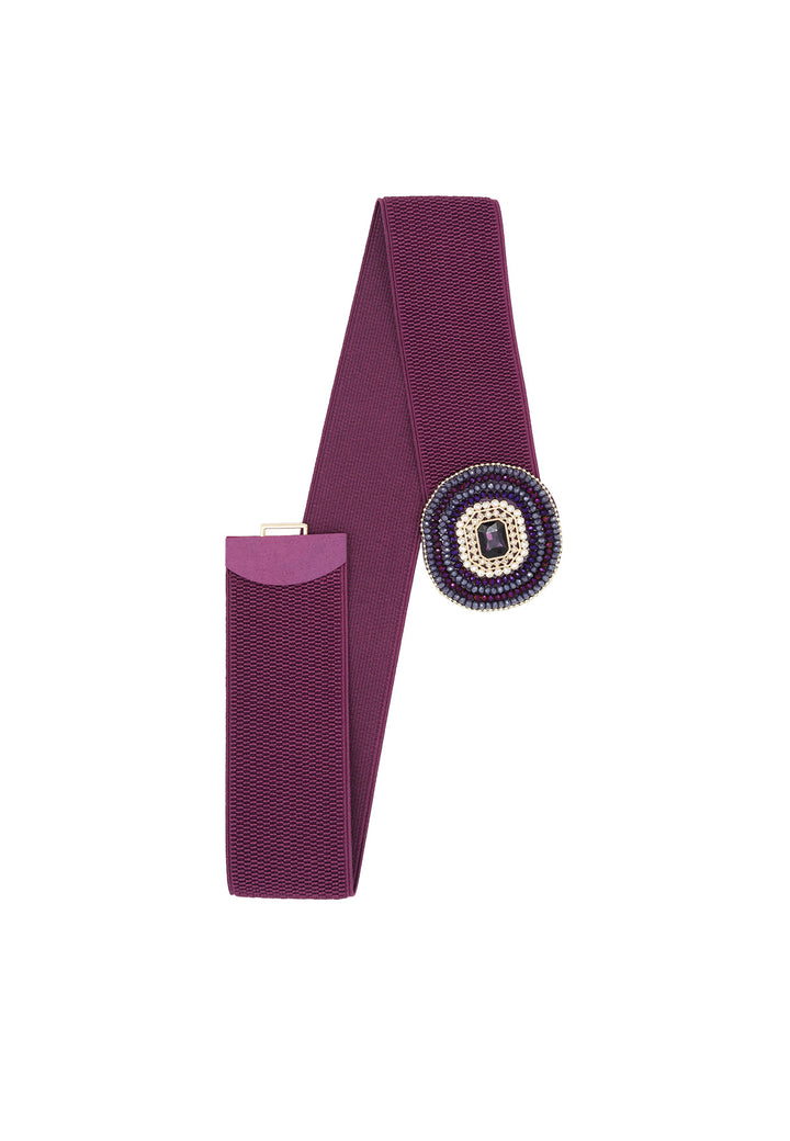 cintura elastica donna colore viola con fibbia tonda con strass