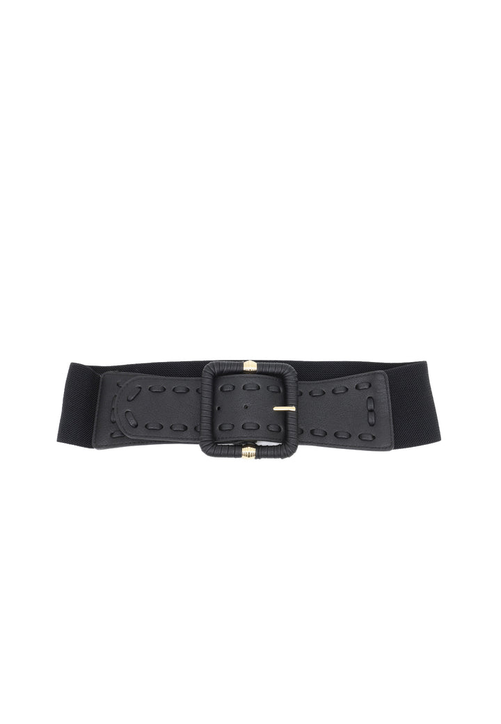 cintura elasticizzata in ecopelle con dettagli oro color nero
