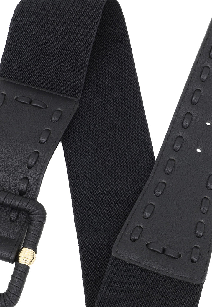 cintura elasticizzata in ecopelle con dettagli oro color nero