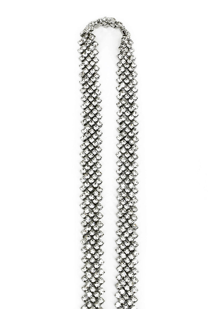 cintura metallica con strass colore argento
