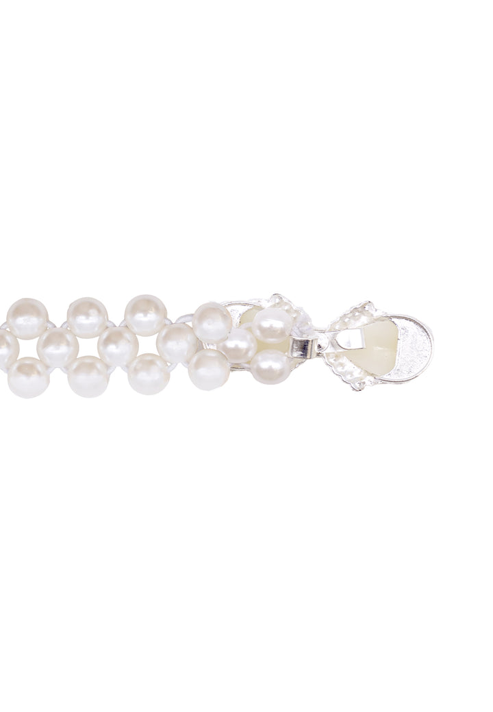 Cintura con perle lunga 65 cm colore argento
