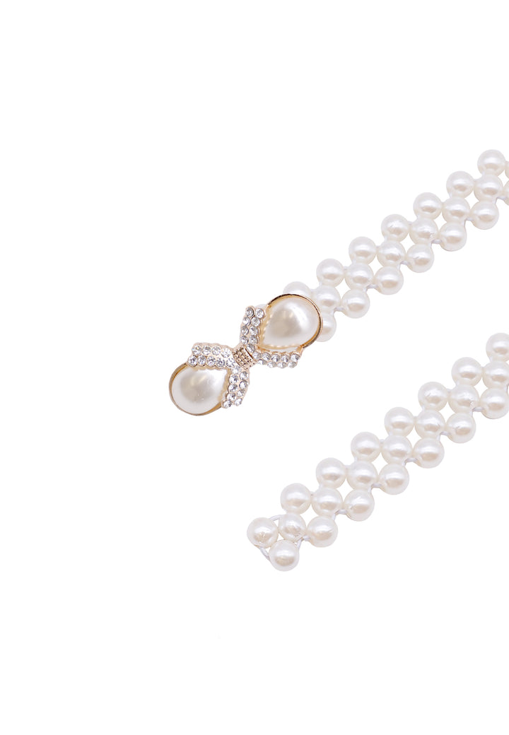 Cintura con perle lunga 65 cm colore oro