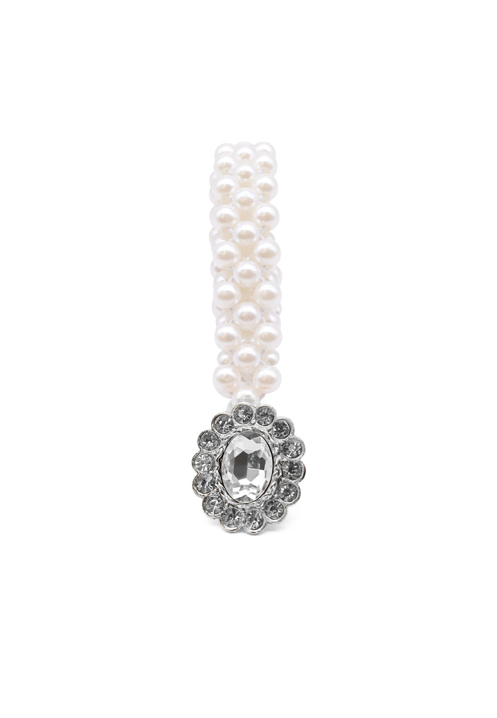 Cintura di perle con fibbia colore argento