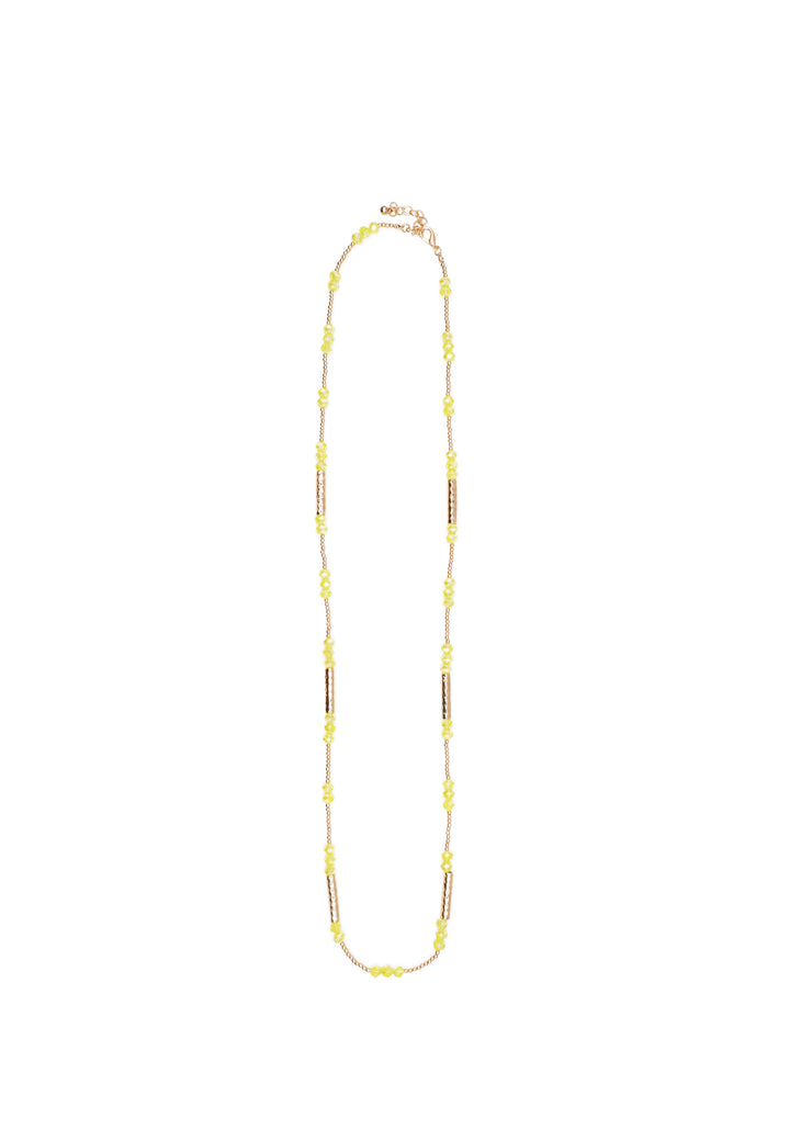 Collana lunga da donna con perline colore giallo