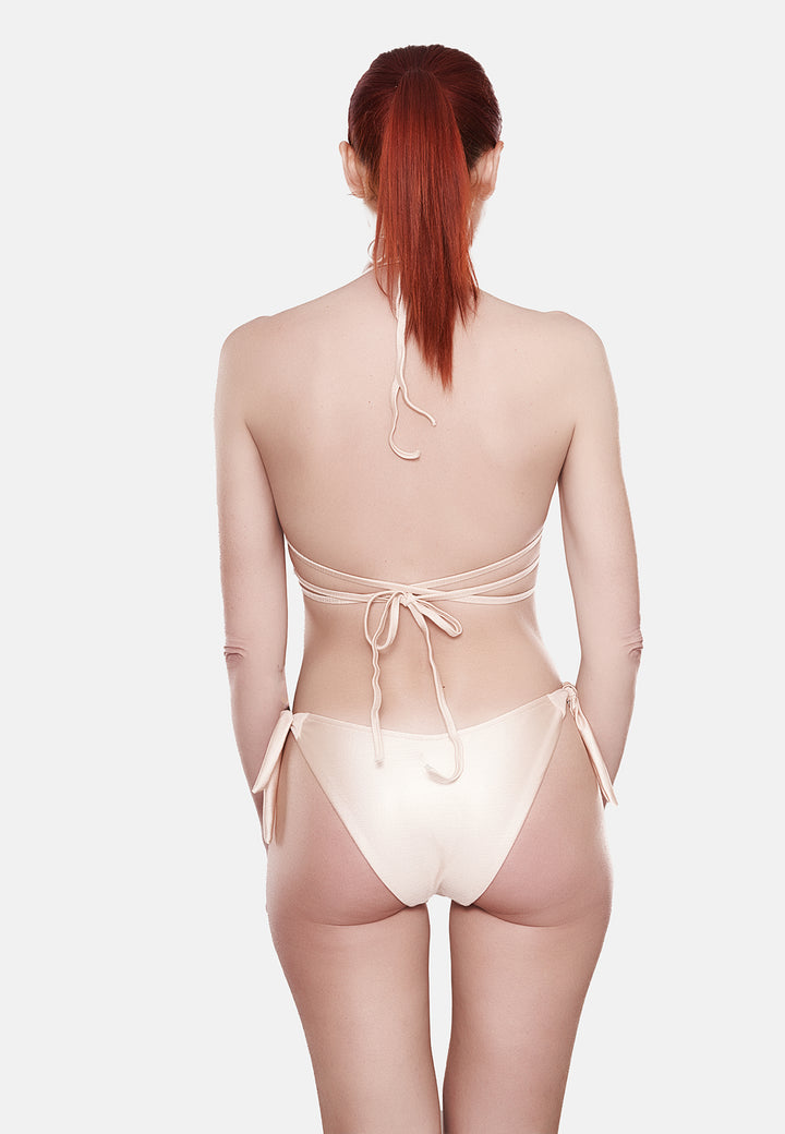 Costume da bagno donna bikini con lacci colore nude