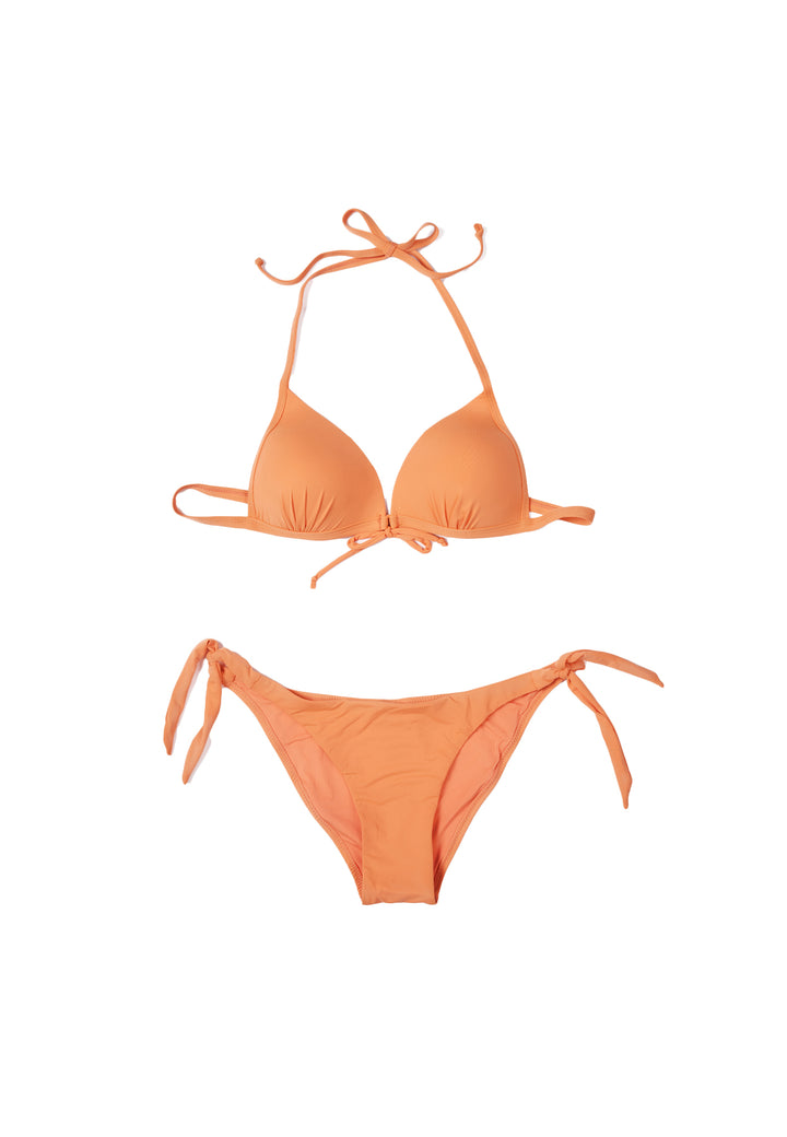 costume da bagno da donna modello bikini due pezzi con lacci colore arancione