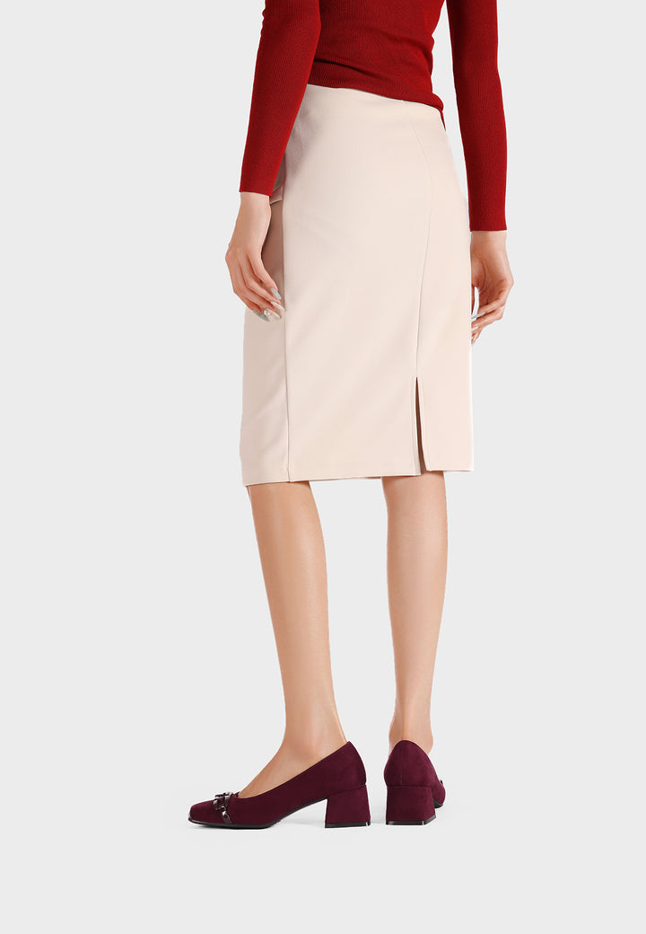 Décolleté donna eleganti a punta con tacco largo basso e fibbia bordeaux