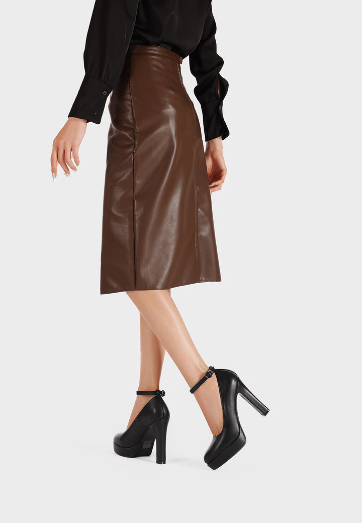 Décolleté donna eleganti con tacco alto largo, plateau e cinturino alla caviglia nere