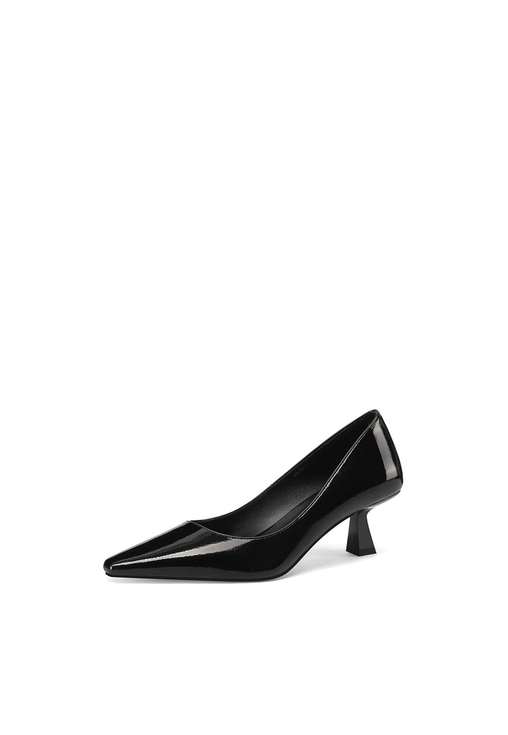 Décolleté donna a punta con tacco medio a clessidra, lucide