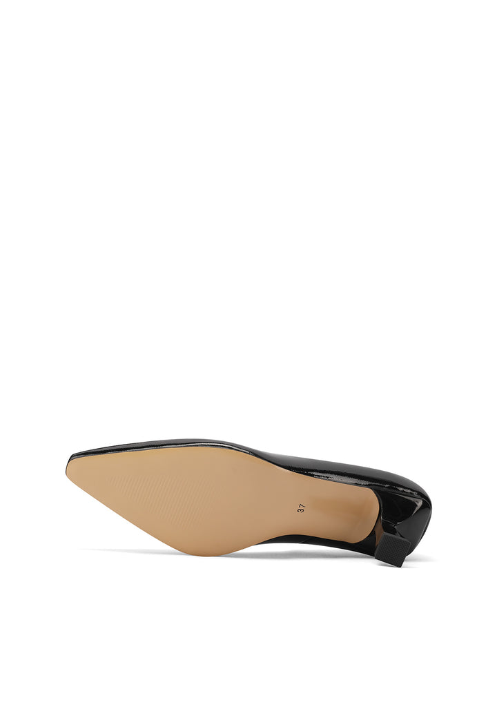 Décolleté donna a punta con tacco medio a clessidra, lucide