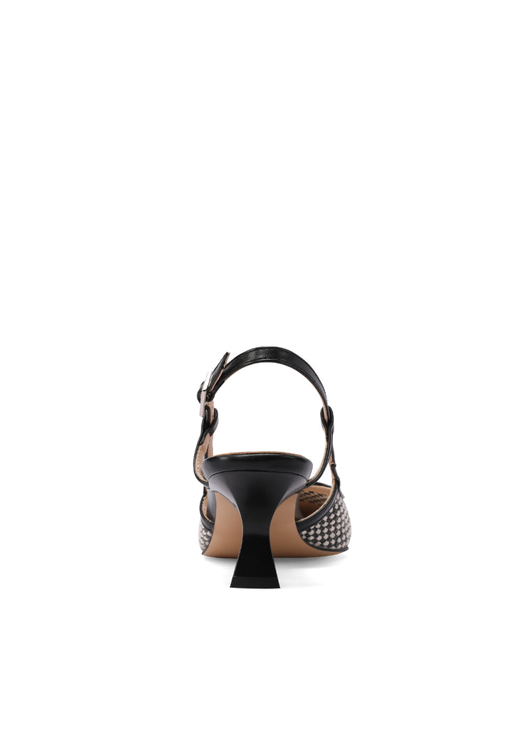 Decollete a punta con tacco basso modello slingback colore nero