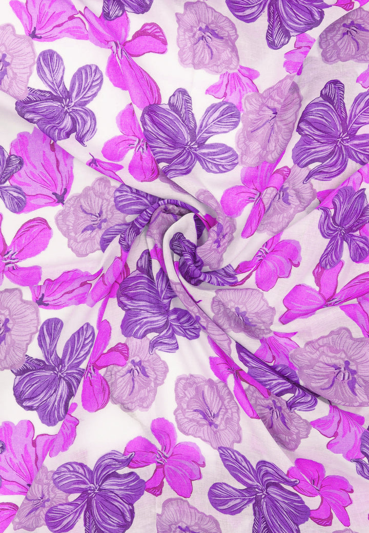 Foulard leggero con stampa fiorata colore viola
