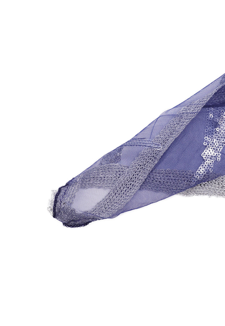 Foulard leggero in viscosa con strass. Colore blu