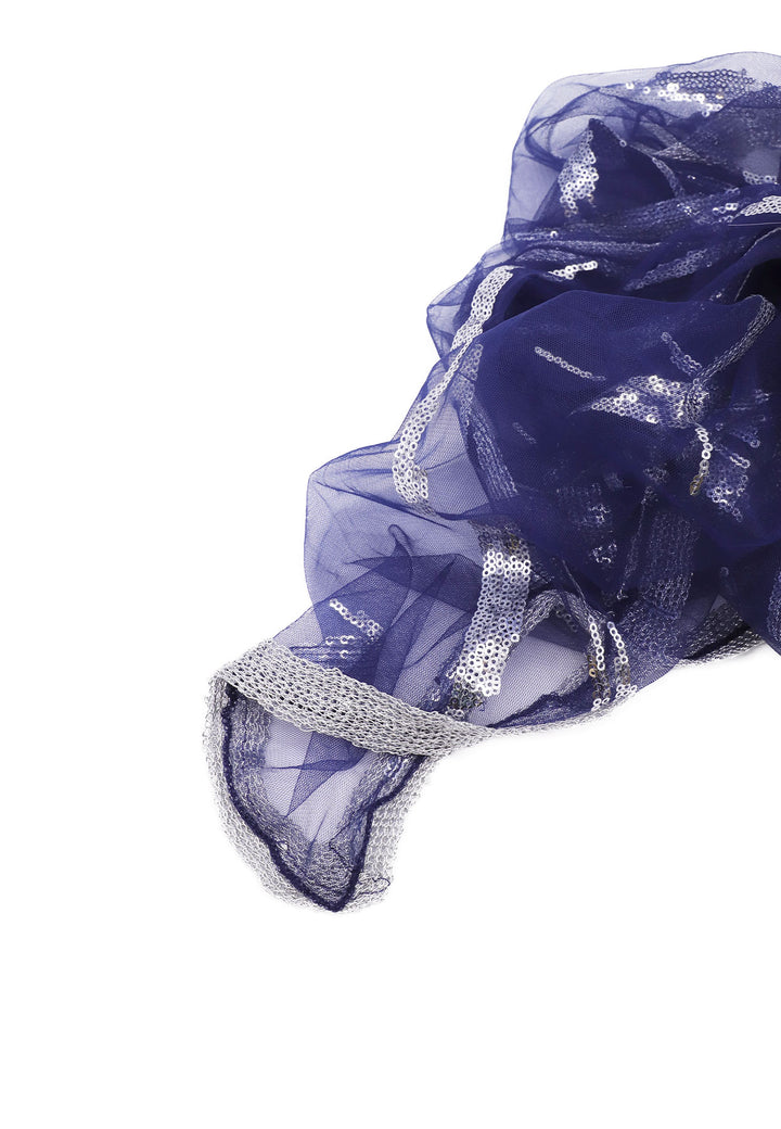 Foulard leggero in viscosa con strass. Colore blu