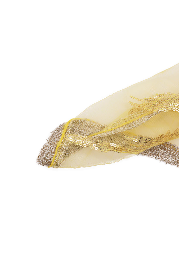 Foulard leggero in viscosa con strass. Colore giallo