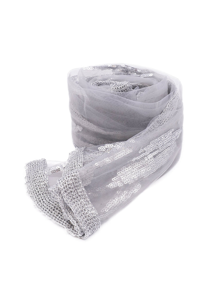 Foulard leggero in viscosa con strass. Colore grigio