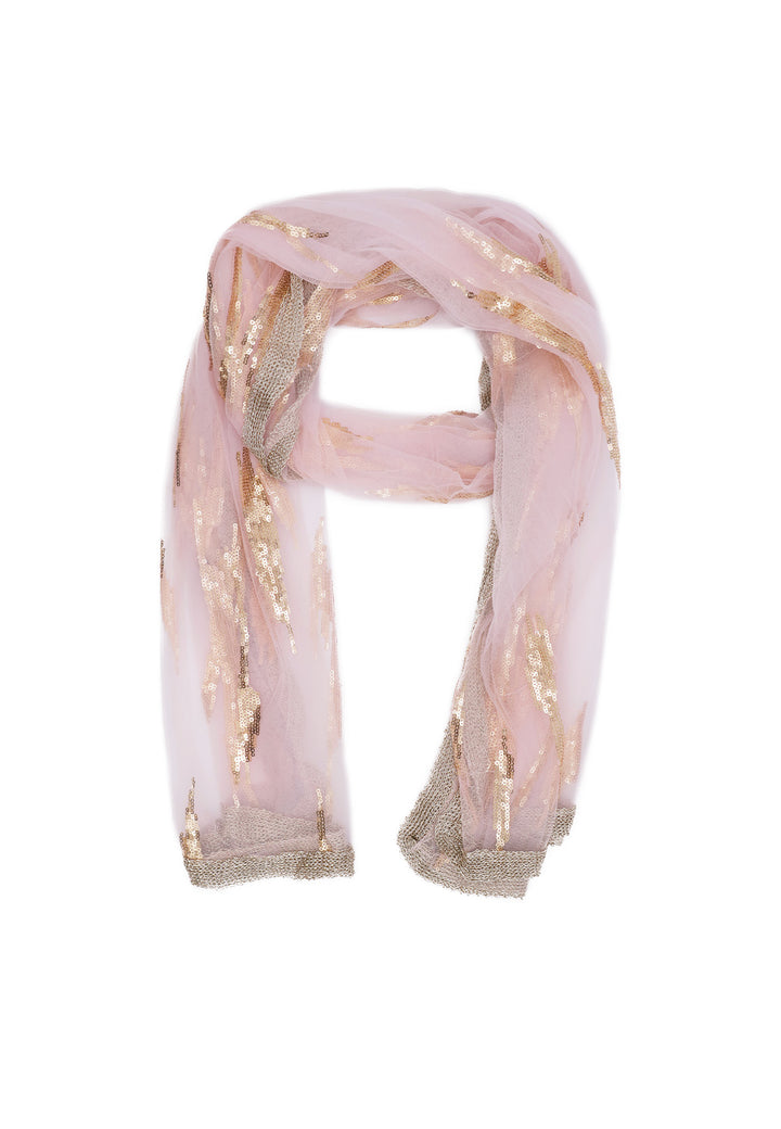 Foulard leggero in viscosa con strass. Colore rosa
