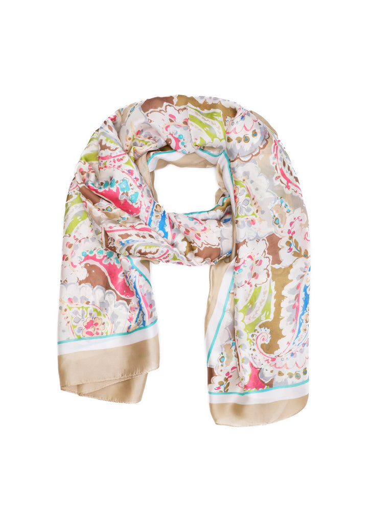 Foulard con stampa astratta colore beige