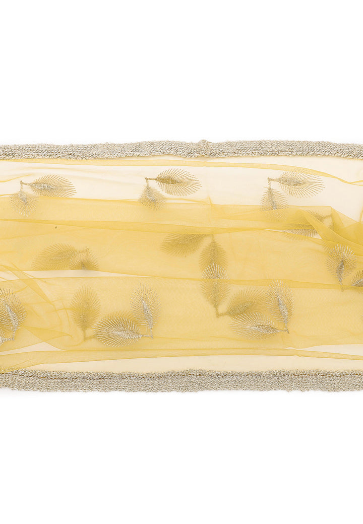Foulard trasparente giallo con decorazioni a forma di foglie