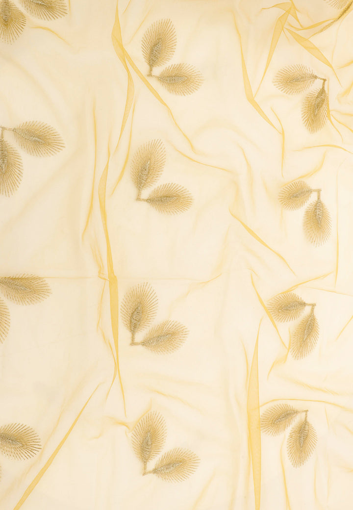 Foulard trasparente giallo con decorazioni a forma di foglie