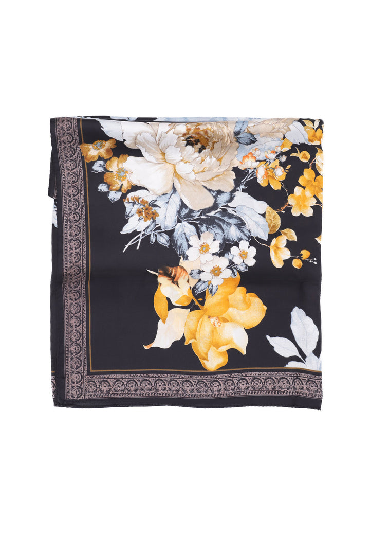 sciarpa leggera foulard da donna floreale nero