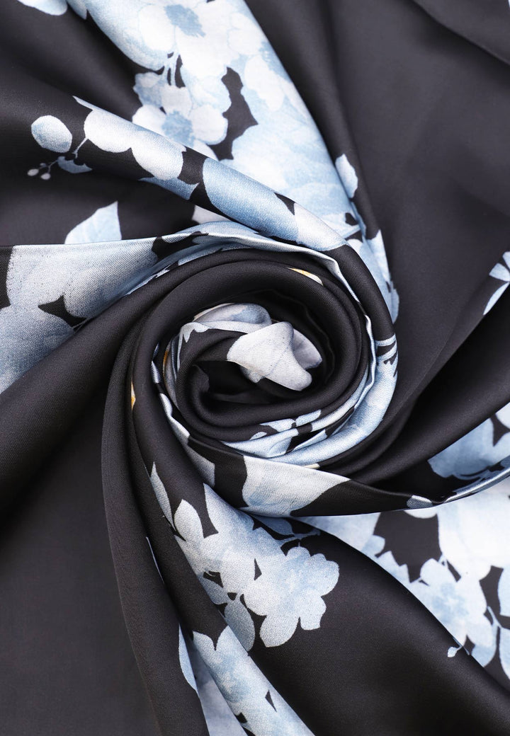 sciarpa leggera foulard da donna floreale nero