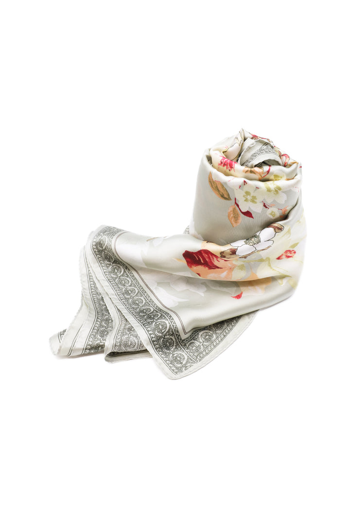 sciarpa leggera foulard da donna floreale oliva